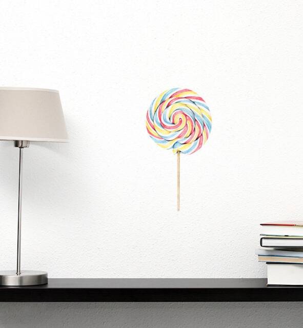 Big Colourful Swirly Lollipop Wall Sticker Decal - Kids Stickers, Animals Childrens Decals, Art, Room