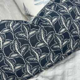 Navy Leaf Cushion Cover, Navy Pillow Modern Sofa John Lewis Fabric , Exley Country/Farmhouse Home Decor Size 12 - thumbnail 2