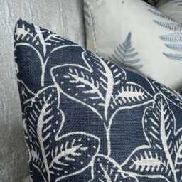 Navy Leaf Cushion Cover, Navy Pillow Modern Sofa John Lewis Fabric , Exley Country/Farmhouse Home Decor Size 12 - thumbnail 3