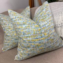 Contemporary Design , Art Blue Green Cushion Cover, Pillow Cover - 100% Cotton Double Sided Worldwide Shipping - thumbnail 1