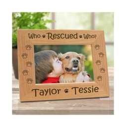 Personalized Dog Rescue Frame Wood Picture Display Custom Adoption Gift - thumbnail 1