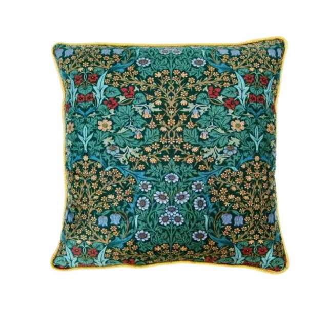 William Morris Blackthorn Minor, Green, Blue & Red 70S, Cotton Cushion Cover, Throw Pillow Home Decor - image 1