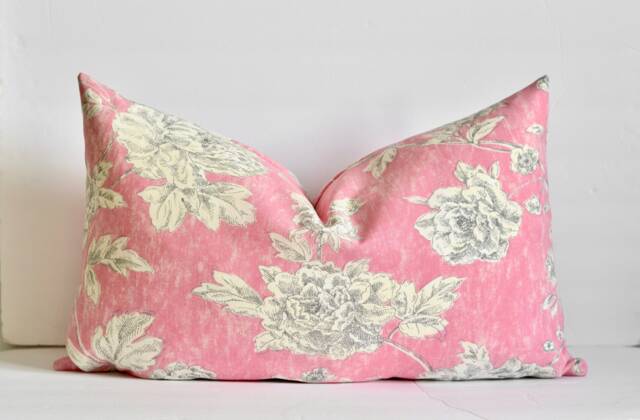 Pink Light Grey Floral Pillow The Phoebe Cover Bright & Pattern Throw 18x18 20x20 - image 1