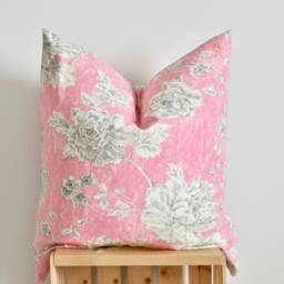 Pink Light Grey Floral Pillow The Phoebe Cover Bright & Pattern Throw 18x18 20x20 - thumbnail 2