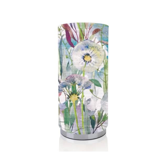 Handmade Floral Scatterbrook Fabric Lamp, Chrome Base Pad Night Light - image 1