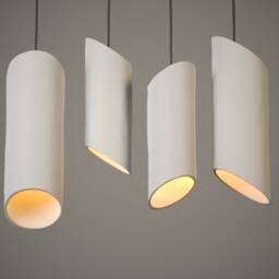 Wabi-Sabi Ceramic Pendant Light, Terracotta, Modern Bamboo Shoot Design, Hardwired/Plug-In, Naaya Shoots - thumbnail 3