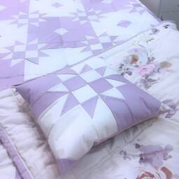 Lilac Patchwork Quilt - Handmade Cotton Bedding, Soft Boho Throw, Cozy Bedroom & Living Room Blanket - thumbnail 3