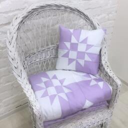 Lilac Patchwork Quilt - Handmade Cotton Bedding, Soft Boho Throw, Cozy Bedroom & Living Room Blanket - thumbnail 4