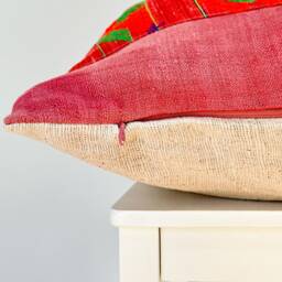 Vintage Embroidered Silk Textile Ethnic Piece Of Tradition Costume Pillow Cover - thumbnail 4