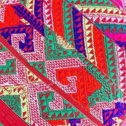 Vintage Embroidered Silk Textile Ethnic Piece Of Tradition Costume Pillow Cover - thumbnail 3