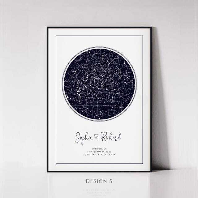 star Map Personalized Print, Custom Night Sky Gift, We Met Poster, Wedding Anniversary Celestial By Date, Constellation Art - image 1