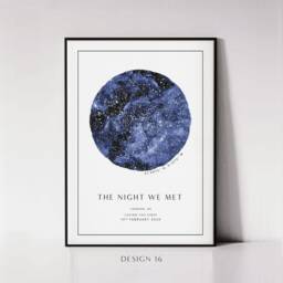 star Map Personalized Print, Custom Night Sky Gift, We Met Poster, Wedding Anniversary Celestial By Date, Constellation Art - thumbnail 2