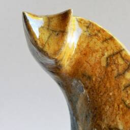 Ceramic Sculpture Of A Cat, Spotted Cat, Ceramics Raku, Cognac, Glaze, Art, Pets, Christmas Present, Original Gift, Collection Cats, Black Cat - thumbnail 3