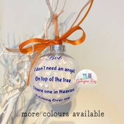 Personalised Memorial Bauble, Angel On My Tree Christmas Ornament, There Is An Angel My Tree, Feather Filled