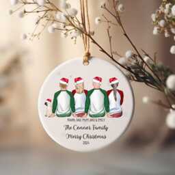 Family Christmas Bauble, Pet Personalised Decoration, Custom Hanging Ornament - thumbnail 1