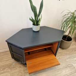 Tv/Media Stand With Shelves & Cabinet Doors in Railings Grey, By Nathan - thumbnail 3