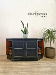 Tv/Media Stand With Shelves & Cabinet Doors in Railings Grey, By Nathan - thumbnail 1