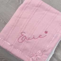 Personalised Fluffy Baby Blanket - Unisex Blankets Knitted Classic Luxury White - thumbnail 2