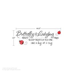 Butterfly Kisses & Ladybug Hugs Sleep Tight Little One Like A Bug in A Rug Nursery Words Quote Saying Baby Wall Decal Sticker - thumbnail 3