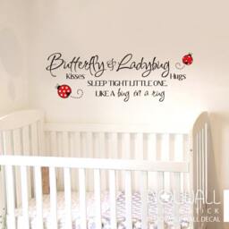Butterfly Kisses & Ladybug Hugs Sleep Tight Little One Like A Bug in A Rug Nursery Words Quote Saying Baby Wall Decal Sticker - thumbnail 2