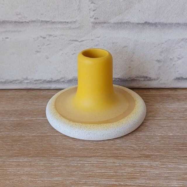 Large Yellow Stone Effect Mojave Glaze Candle Stick Dinner Holder Home Decoration Decor Table