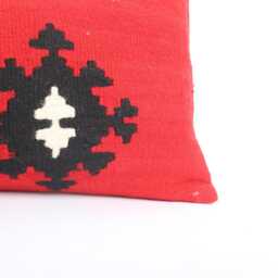 Wool Kilim Pillow Cover 12x24 Turkish Boho Throw - thumbnail 2
