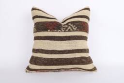 Handmade Turkish Kilim Pillow Cover Ethnic Woven Cushion - 20x20 - thumbnail 1