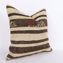 Handmade Turkish Kilim Pillow Cover Ethnic Woven Cushion - 20x20 - thumbnail 3