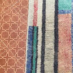 Multicolored Wool Berber Runner Rug - 2.4 X 10 Ft - thumbnail 2