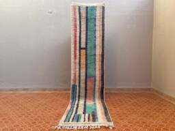 Multicolored Wool Berber Runner Rug - 2.4 X 10 Ft - thumbnail 1