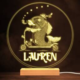 Funny Fish Riding A Scooter Warm White Lamp Personalised Gift Night Light - Bedroom - thumbnail 1