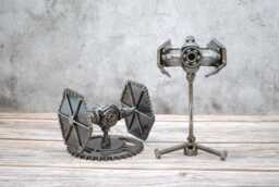 Tie Fighter Star War Scrap Metal Sculpture, Recycled Steel Art, Valentine Gift For Him - thumbnail 1