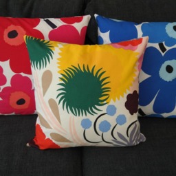 "Double Sided 18"" Marimekko Pieni Unikko Pillow Cover. 100% Cotton Fabric. For Cushion Size 45x45 cm - 18""x18" - thumbnail 4