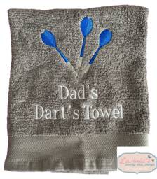 Personalised Embroidered Darts Towel, Custom Name Gift - thumbnail 1