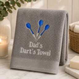 Personalised Embroidered Darts Towel, Custom Name Gift - thumbnail 1