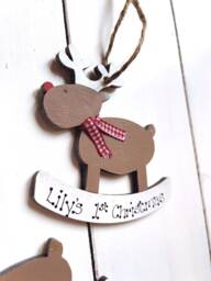 Reindeer Christmas Tree Decoration Personalised Perfect Baby's 1st Xmas Or Child Name 9cm Santa Wood Keepsake 2025