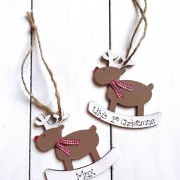 Reindeer Christmas Tree Decoration Personalised Perfect Baby's 1st Xmas Or Child Name 9cm Santa Wood Keepsake 2025 - thumbnail 2