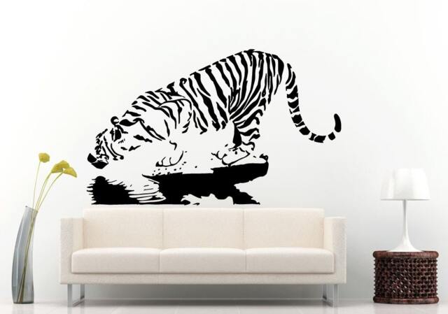 Tiger Drinking Water Wall Decal Vinyl Sticker Mural Room Decor L552 - image 1
