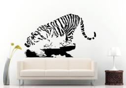 Tiger Drinking Water Wall Decal Vinyl Sticker Mural Room Decor L552 - thumbnail 1