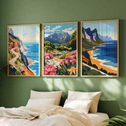 Set Of 3 Cape Town Posters, South Africa Travel Prints, Poster Set, Table Mountain Wall Art, Decor, Cityscape Gift - thumbnail 2