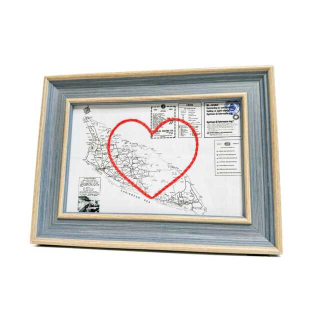 Aruba Heart Map - Custom Gift Anniversary For Him Framed Wedding Vintage Print Of With Hand-Embroidered - image 1