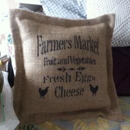 Hessian - Burlap Cushion, Vintage, Rustic, French Shabby Chic. Gift. Rustic. Farmhouse. Grain Sack. Christmas Present - thumbnail 2