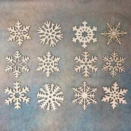 Set Of 12 Snowflakes New Wooden Christmas Ornaments Plywood Blank Shapes Craft Embellishment Festive Home Decoration Sn5 - thumbnail 1
