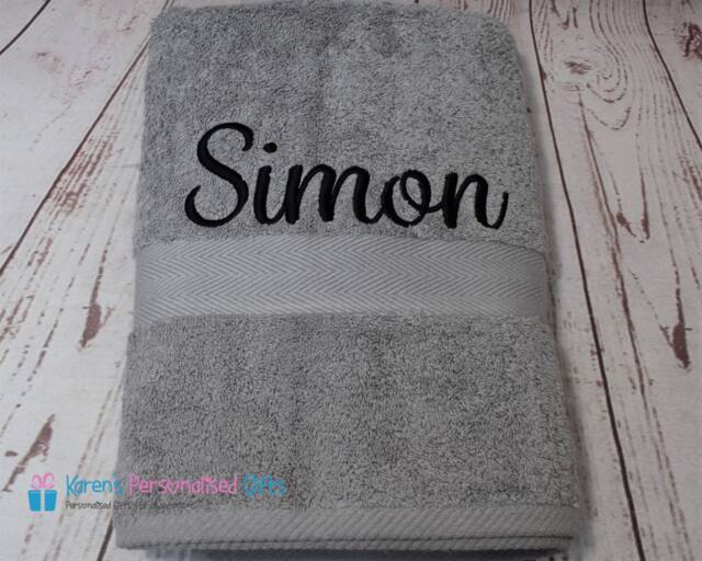 Personalised Towel, Silver Luxor 600Gsm 100% Combed Cotton Towels, Hand/Bath/Sheet, Embroidered Towels - image 1