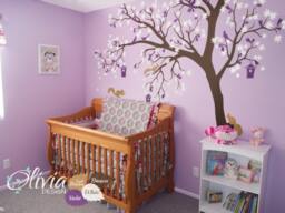 Large White Tree Decal Huge Tree Wall Stickers Wall Decals Decor - Nt016 Reverse Cut With Bird Cages - thumbnail 1