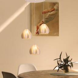 3D Printed Pendant Light For Kitchen Island, Set Of 3 Modern Wavy Lampshades, Elegant Pearl White Chandelier, 2 Types Optional - thumbnail 2