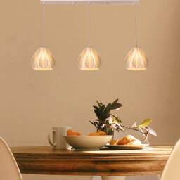 3D Printed Pendant Light For Kitchen Island, Set Of 3 Modern Wavy Lampshades, Elegant Pearl White Chandelier, 2 Types Optional - thumbnail 3