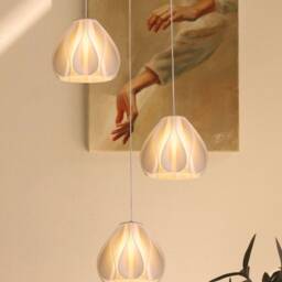 3D Printed Pendant Light For Kitchen Island, Set Of 3 Modern Wavy Lampshades, Elegant Pearl White Chandelier, 2 Types Optional - thumbnail 1