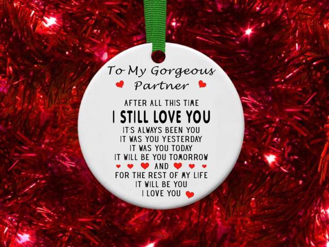 To My Gorgeous Partner Personalised Christmas Bauble Funny Gift Present Keepsake Novelty Tree Xmas For Her Him