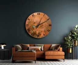 Copper Wall Clock With Roman Numerals. Large Handmade Clock. Round Art. Patinated Copper. Patina - thumbnail 1